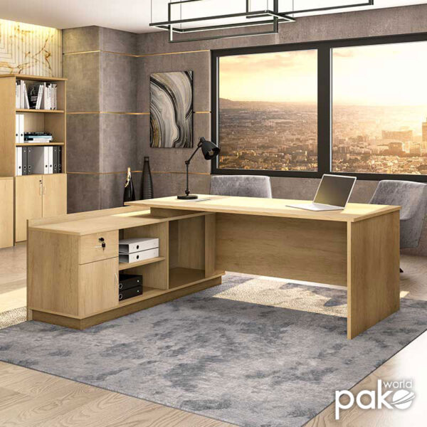 Γραφείο εργασίας επαγγελματικό Amazon pakoworld αριστερή γωνία χρώμα sonoma 180x160x76εκ - Image 3