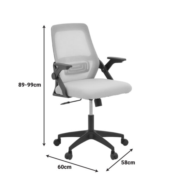Καρέκλα γραφείου Reji pakoworld mesh ύφασμα μαύρο 58x60x89-99εκ - Image 7