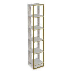 Βιβλιοθήκη Marble pakoworld χρώμα λευκό μαρμάρου-χρυσό 32x31