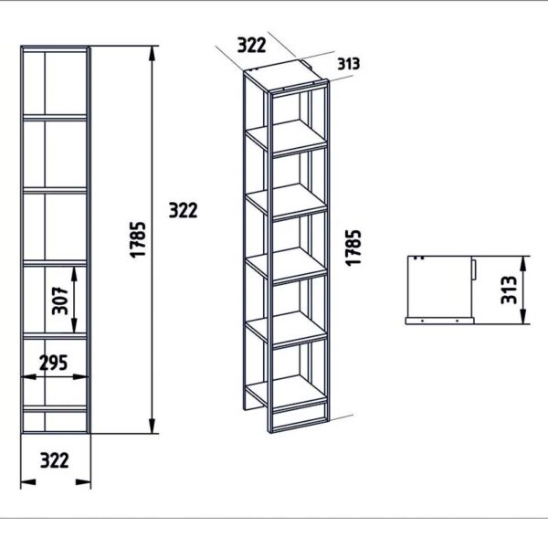 Βιβλιοθήκη Marble pakoworld χρώμα λευκό μαρμάρου-χρυσό 32x31,5x178,5εκ - Image 4