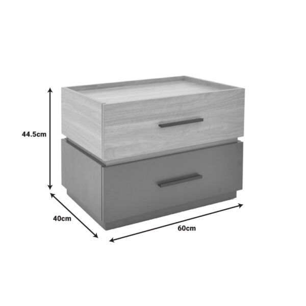 Κομοδίνο Sonlen pakoworld mdf σε sonoma-ανθρακί απόχρωση 60x40x44.5εκ - Image 8