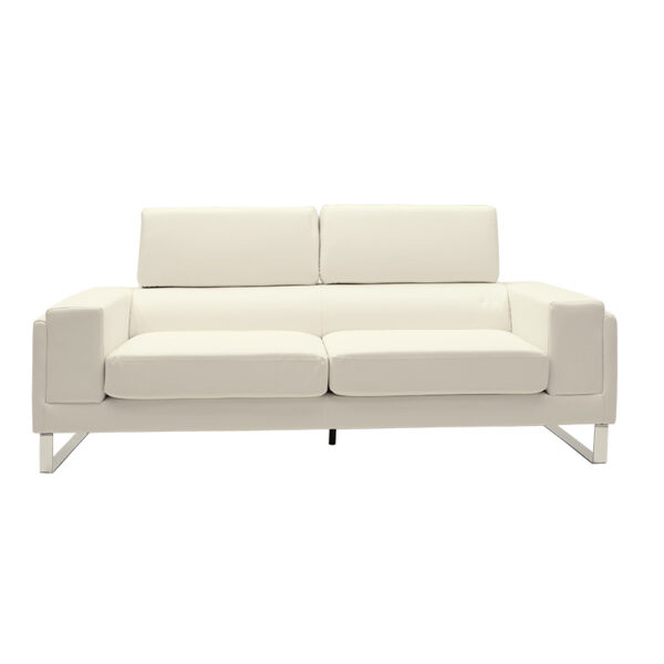Καναπές Shea pakoworld 3θέσιος PU ivory-inox 198x80x87εκ - Image 3