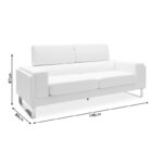 Καναπές Shea pakoworld 3θέσιος PU ivory-inox 198x80x87εκ - Image 7