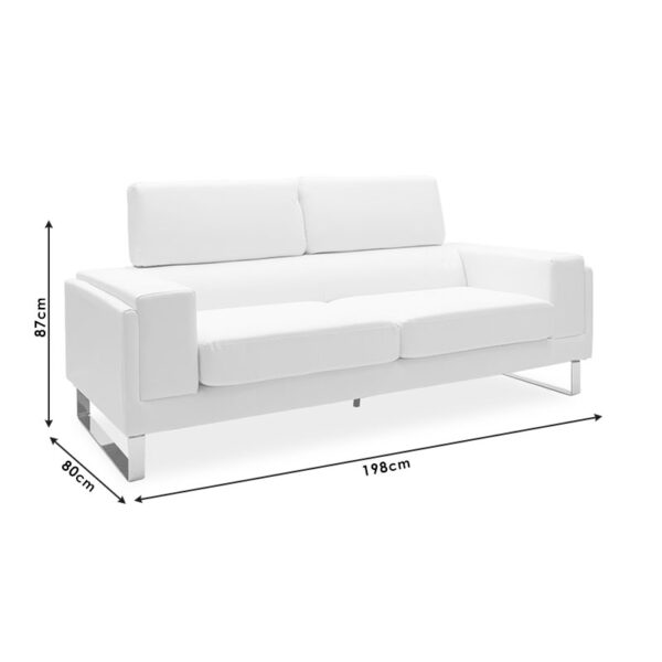 Καναπές Shea pakoworld 3θέσιος PU ivory-inox 198x80x87εκ - Image 7