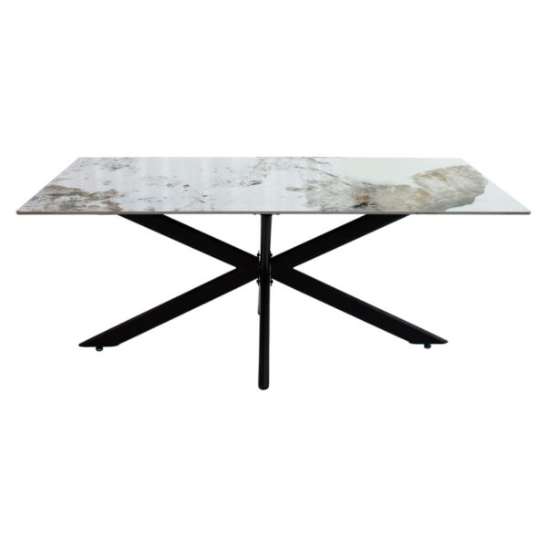 Τραπέζι Bethan pakoworld sintered stone λευκό μαρμάρου-μαύρο 180x90x75εκ - Image 3