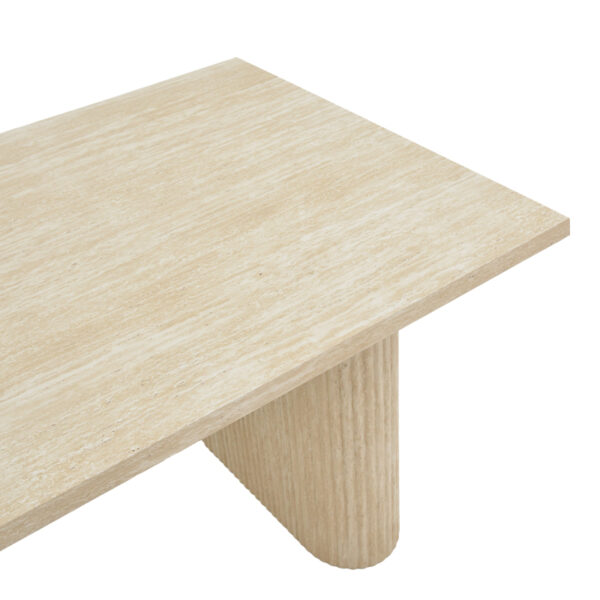 Τραπέζι Loozir pakoworld mdf σε λευκή όψη τραβερτίνας 180x90x75εκ - Image 3