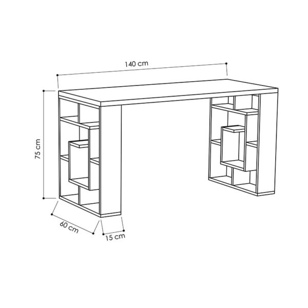 Γραφείο Labirent pakoworld λευκό 140x60x75εκ - Image 3