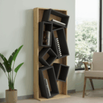 Βιβλιοθήκη Jamey pakoworld φυσικό-ανθρακί 60x24x153,6εκ - Image 3