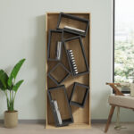 Βιβλιοθήκη Jamey pakoworld φυσικό-ανθρακί 60x24x153,6εκ - Image 4