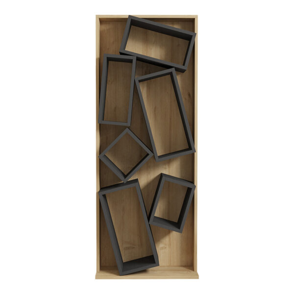 Βιβλιοθήκη Jamey pakoworld φυσικό-ανθρακί 60x24x153,6εκ - Image 6