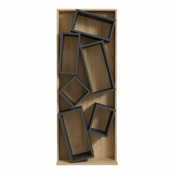 Βιβλιοθήκη Jamey pakoworld φυσικό-ανθρακί 60x24x153,6εκ - Image 7