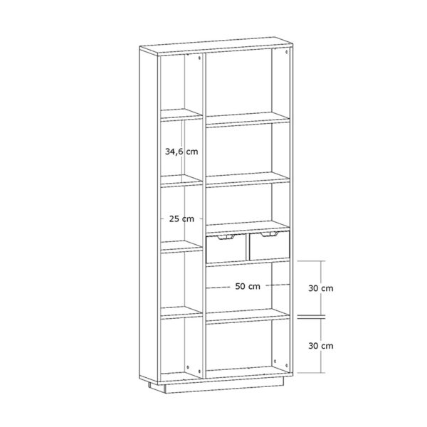 Βιβλιοθήκη με συρτάρια Dakin pakoworld σε oak απόχρωση 80x25x190εκ - Image 7