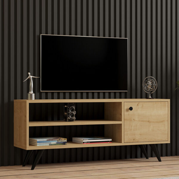Έπιπλο τηλεόρασης Wison pakoworld σε oak απόχρωση 120x29x50εκ - Image 2