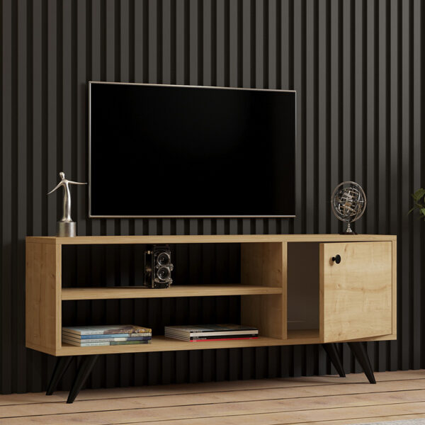 Έπιπλο τηλεόρασης Wison pakoworld σε oak απόχρωση 120x29x50εκ - Image 3