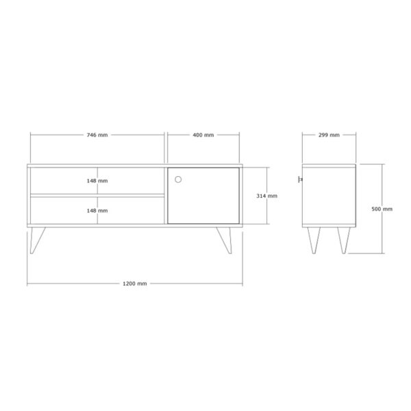 Έπιπλο τηλεόρασης Wison pakoworld σε oak απόχρωση 120x29x50εκ - Image 5