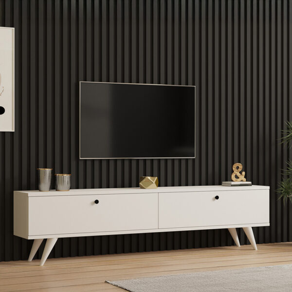 Έπιπλο τηλεόρασης Jate pakoworld σε λευκή απόχρωση 160x25x40εκ - Image 2