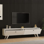 Έπιπλο τηλεόρασης Jate pakoworld σε λευκή απόχρωση 160x25x40εκ - Image 3