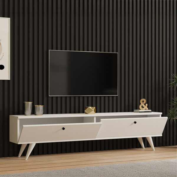 Έπιπλο τηλεόρασης Jate pakoworld σε λευκή απόχρωση 160x25x40εκ - Image 3