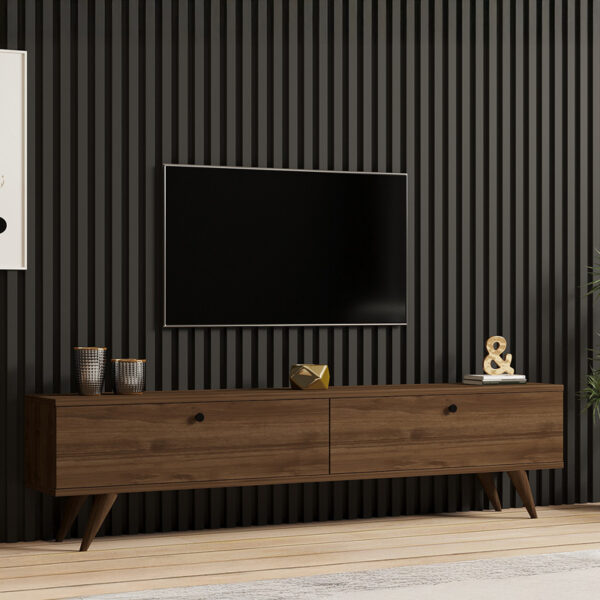 Έπιπλο τηλεόρασης Jate pakoworld σε καρυδί απόχρωση 160x25x40εκ - Image 2