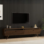 Έπιπλο τηλεόρασης Jate pakoworld σε καρυδί απόχρωση 160x25x40εκ - Image 3