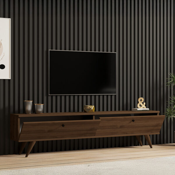 Έπιπλο τηλεόρασης Jate pakoworld σε καρυδί απόχρωση 160x25x40εκ - Image 3