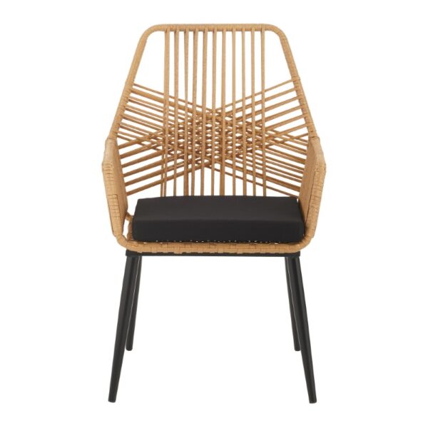 Πολυθρόνα Tanish pakoworld rattan φυσικό-πόδι μαύρο μέταλλο 58x58.5x87εκ - Image 3