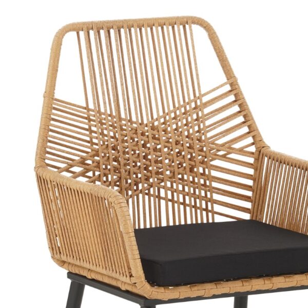 Πολυθρόνα Tanish pakoworld rattan φυσικό-πόδι μαύρο μέταλλο 58x58.5x87εκ - Image 4