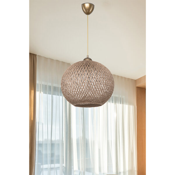 Φωτιστικό οροφής μονόφωτο Leshia pakoworld Ε27 καφέ Φ38x38εκ - Image 2