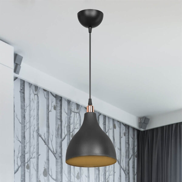 Φωτιστικό οροφής μονόφωτο Lofty pakoworld Ε27 μαύρο Φ18x22εκ - Image 3