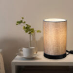 Επιτραπέζιο φωτιστικό Fana pakoworld ύφασμα σε γκρι απόχρωση Φ14x21εκ - Image 2