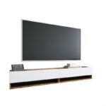 Έπιπλο τηλεόρασης επιτοίχιο Handra pakoworld λευκό-oak 180x31