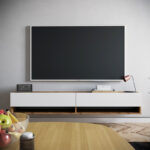 Έπιπλο τηλεόρασης επιτοίχιο Handra pakoworld λευκό-oak 180x31,5x29,5εκ - Image 4