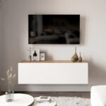 Έπιπλο τηλεόρασης επιτοίχιο Serit pakoworld λευκό-oak 100x31,5x29,5εκ - Image 4