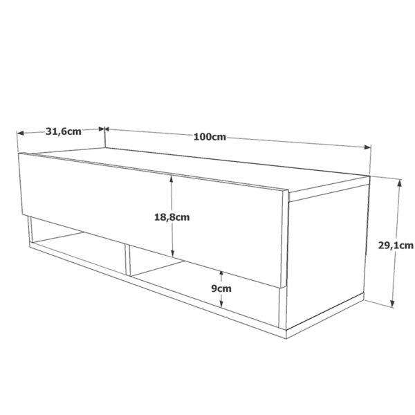 Έπιπλο τηλεόρασης επιτοίχιο Roscoe pakoworld oak 100x31,5x29,5εκ - Image 5