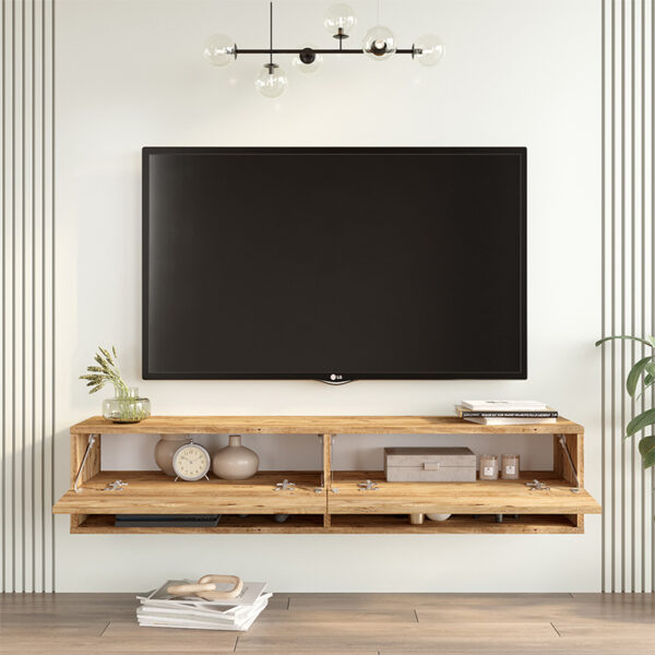 Έπιπλο τηλεόρασης επιτοίχιο Roscoe pakoworld sonoma 140x31.6x29.6εκ - Image 2