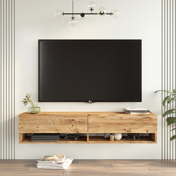 Έπιπλο τηλεόρασης επιτοίχιο Roscoe pakoworld sonoma 140x31.6x29.6εκ - Image 4