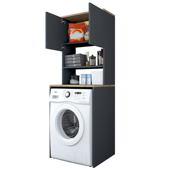 Έπιπλο πλυντηρίου Rasmus pakoworld ανθρακί-φυσικό 65x60x183.6εκ. - Image 2