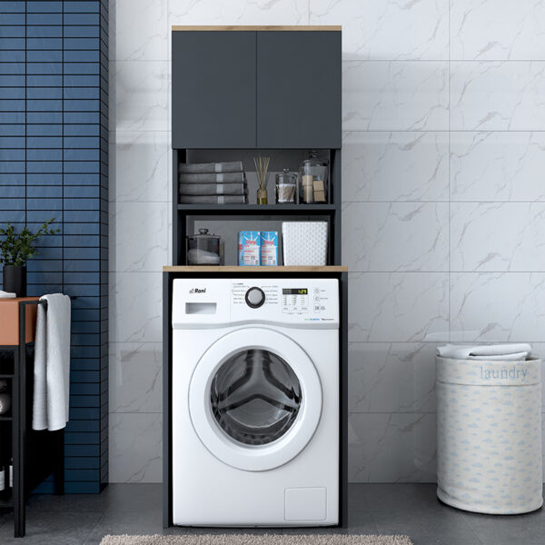 Έπιπλο πλυντηρίου Rasmus pakoworld ανθρακί-φυσικό 65x60x183.6εκ. - Image 3