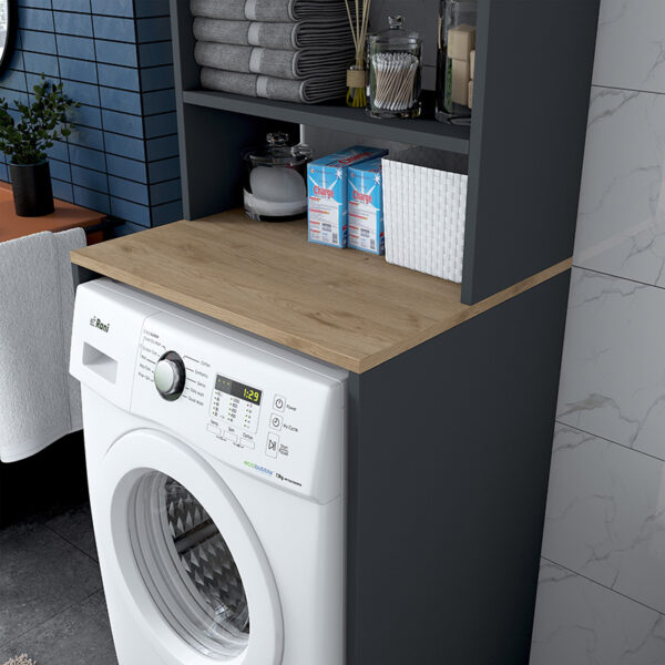 Έπιπλο πλυντηρίου Rasmus pakoworld ανθρακί-φυσικό 65x60x183.6εκ. - Image 7