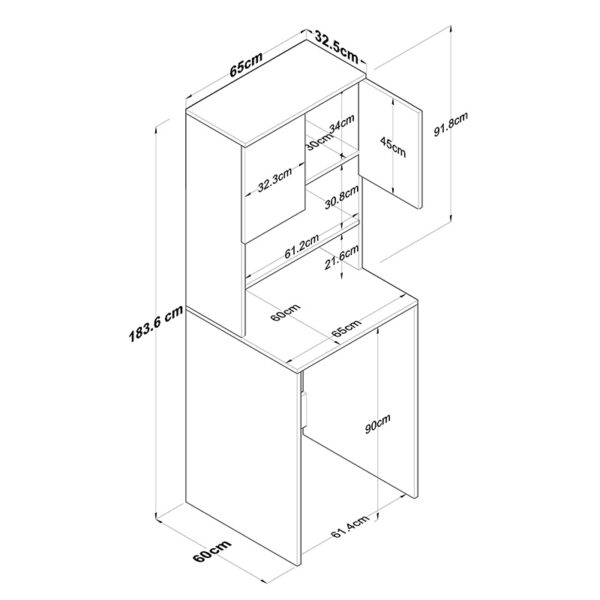 Έπιπλο πλυντηρίου Rasmus pakoworld ανθρακί-φυσικό 65x60x183.6εκ. - Image 8