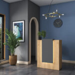Γραφείο reception Zowel pakoworld με led μελαμίνης φυσικό-ανθρακί 90x40x110εκ - Image 2