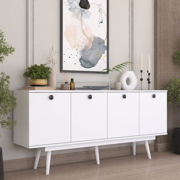 Μπουφές Salonde pakoworld λευκό μελαμίνης-λευκό pp πόδι 180x40x82.6εκ - Image 2