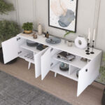 Μπουφές Salonde pakoworld λευκό μελαμίνης-λευκό pp πόδι 180x40x82.6εκ - Image 3