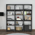 Βιβλιοθήκη Rabuku pakoworld σε ανθρακί απόχρωση 146x22x160εκ - Image 2