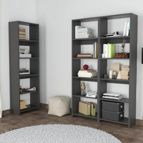 Βιβλιοθήκη Rabuku pakoworld σε ανθρακί απόχρωση 146x22x160εκ - Image 3