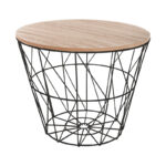 Βοηθητικό τραπέζι σαλονιού Jacot pakoworld oak-μαύρο Φ38x30