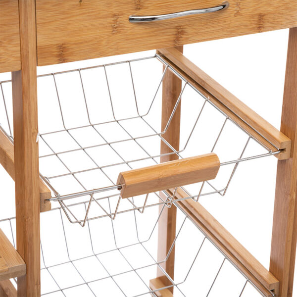 Τρόλεϊ-ραφιέρα 7όροφη Esla pakoworld bamboo φυσικό-λευκό 73,5x37x86εκ - Image 3
