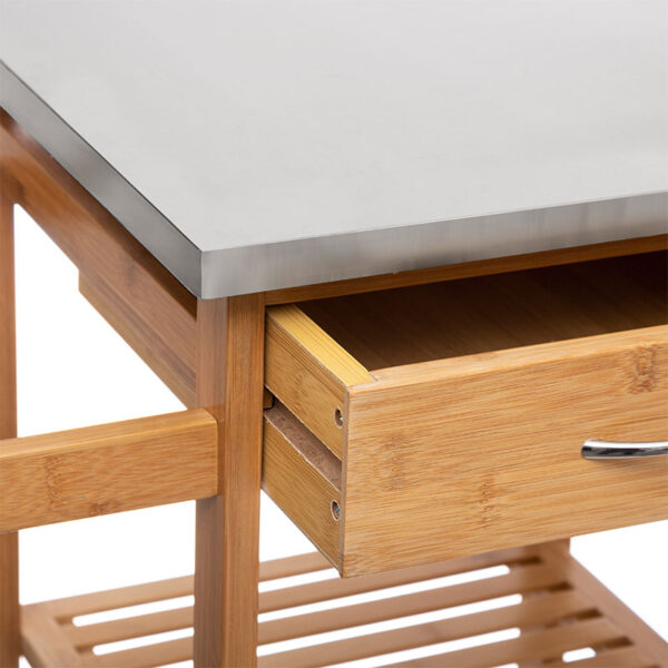 Τρόλεϊ-ραφιέρα 7όροφη Esla pakoworld bamboo φυσικό-λευκό 73,5x37x86εκ - Image 5