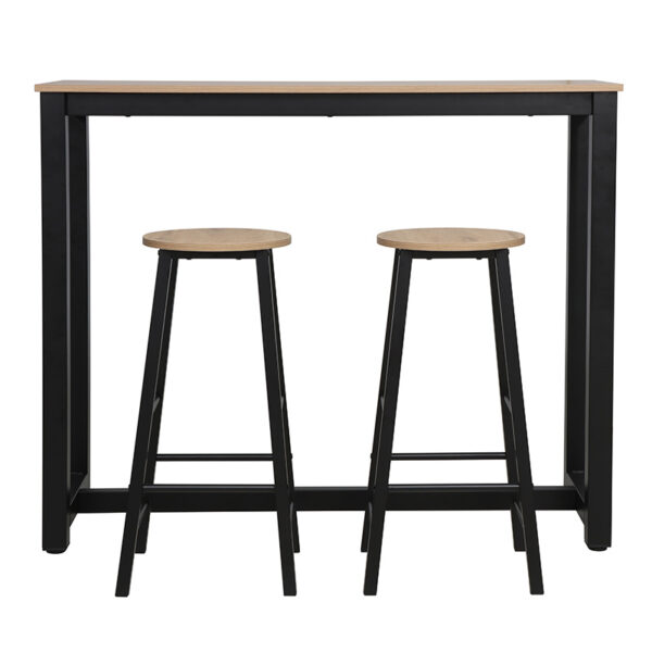 Σετ τραπέζι μπαρ Marle pakoworld 3τμχ sonoma-μαύρο πόδι 120x40x100εκ - Image 2