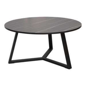 Τραπέζι σαλονιού Berton pakoworld σε όψη μαρμάρου με μαύρο μέταλλο Φ80x40εκ